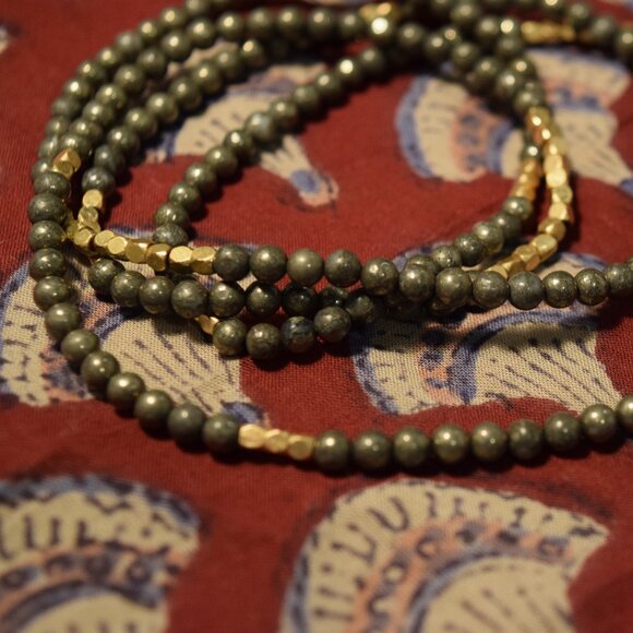 Gold & Metallic Beaded Wrap Bracelet – Layered Boho Jewelry - Picture 2 of 4